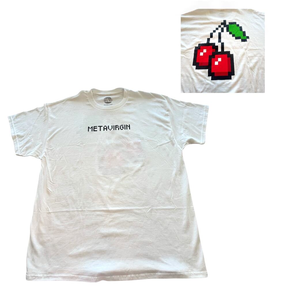 METAVIRGIN Graphic T SHIRT XL TEE Men's Women's Word Play 100% Cotton Cherries